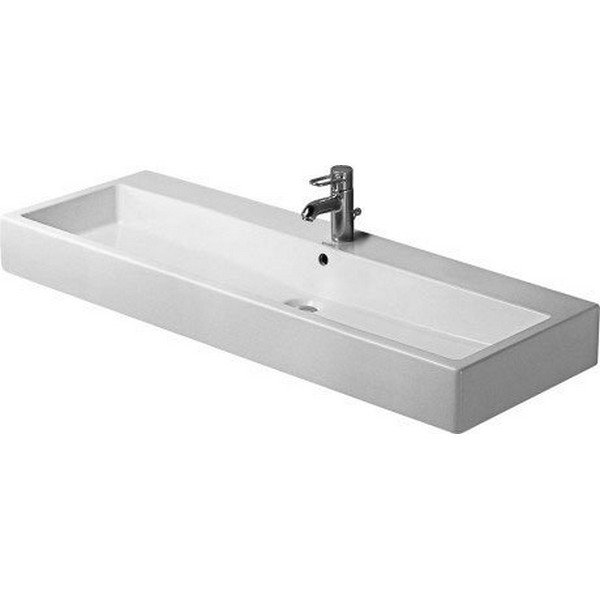 DURAVIT 045412 VERO 47-1/4 X 18-1/2 INCH WIDE LAVATORY WASHBASIN WITH LARGE DISTANCE BETWEEN FAUCET HOLES - TWO FAUCET HOLES