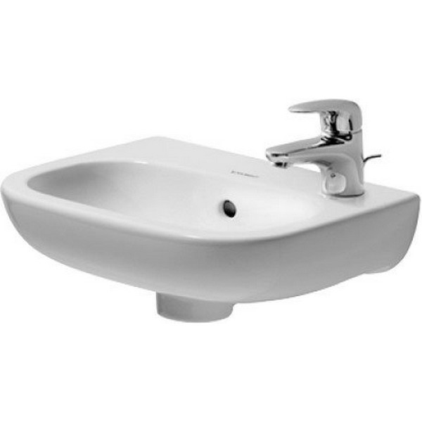 DURAVIT 070536 D-CODE 14-1/8 X 10-5/8 INCH WALL MOUNTED HANDRINSE BASIN WITH OVERFLOW