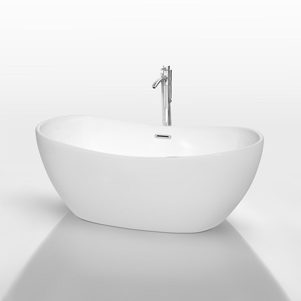 WYNDHAM COLLECTION WCOBT101470ATP11 REBECCA 70 INCH SOAKING BATHTUB IN WHITE WITH TRIM AND MOUNTED FAUCET