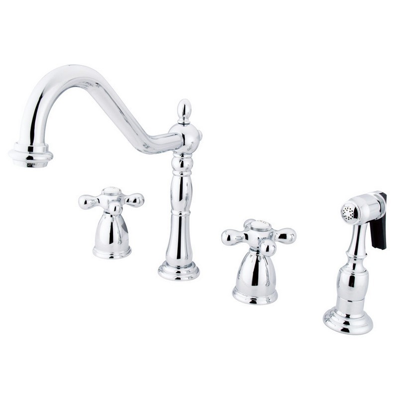 KINGSTON BRASS KB179AXBS HERITAGE WIDESPREAD KITCHEN FAUCET WITH BRASS SPRAYER