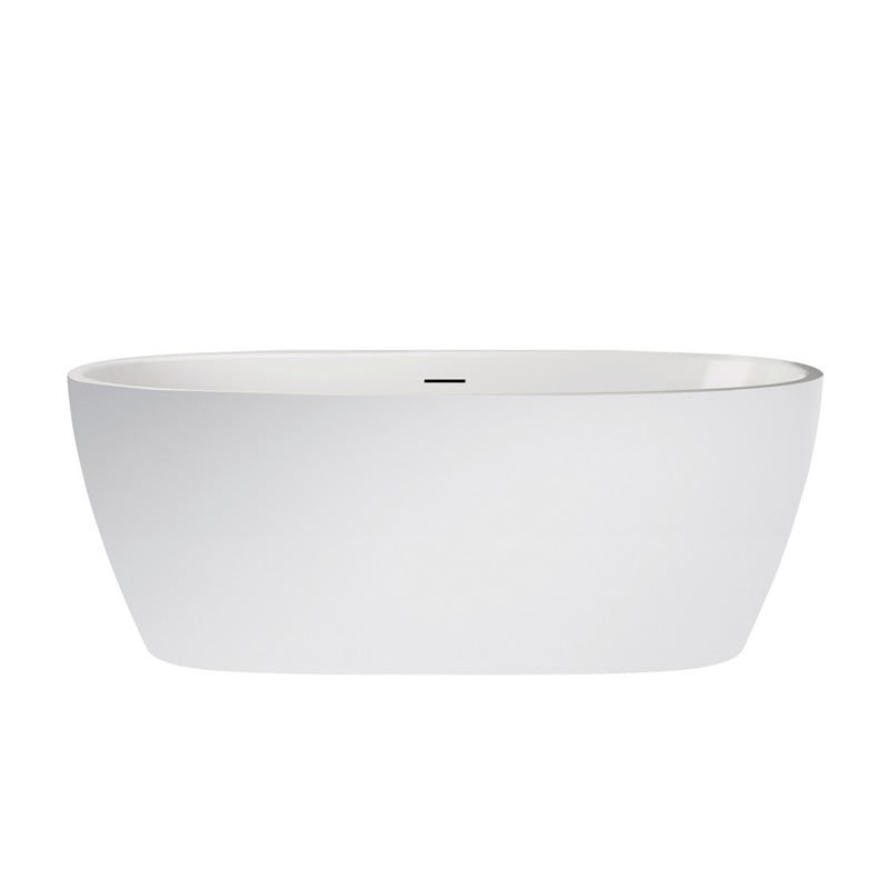 VINNOVA 254059-BAT-WH EVERLY 59 INCH SOAKING OVAL BATHTUB IN WHITE