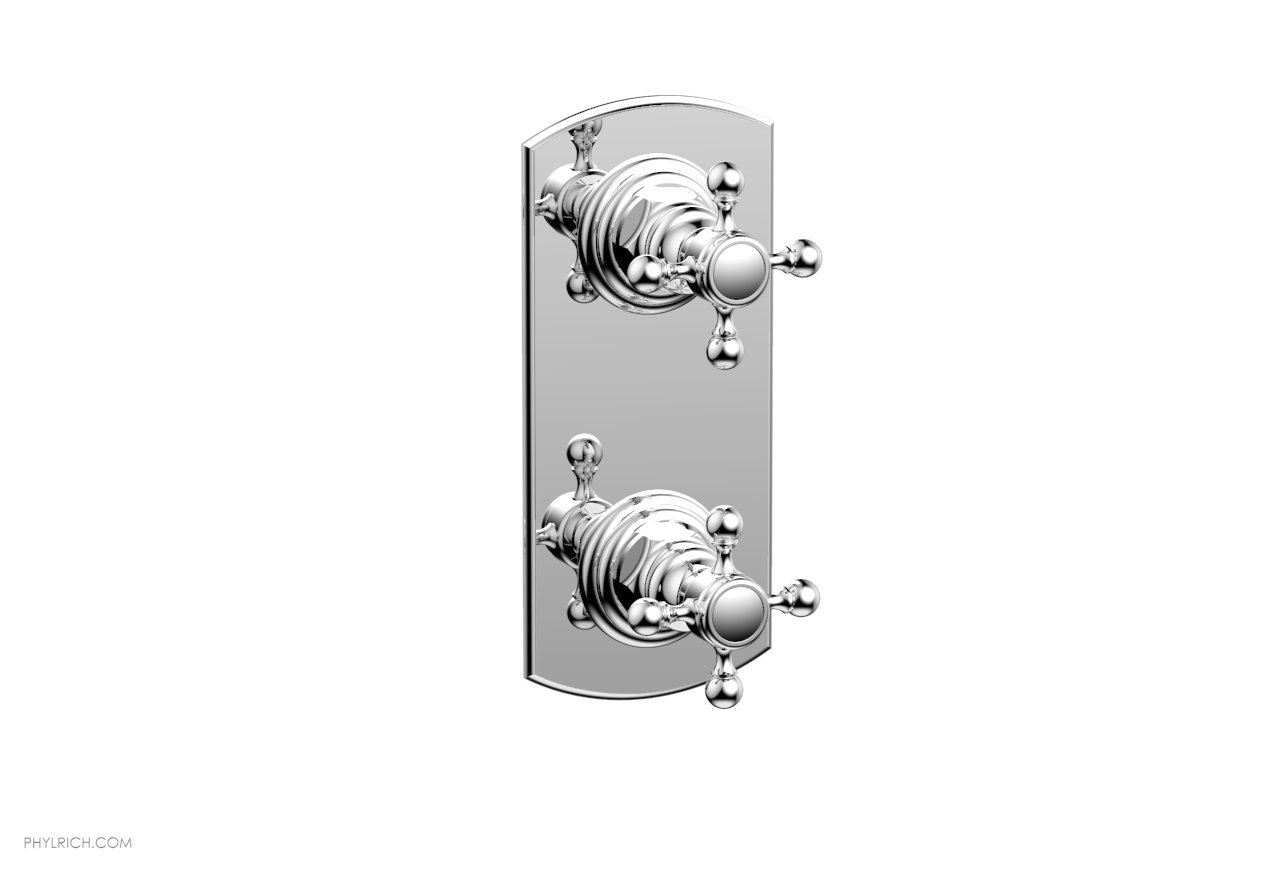 PHYLRICH 4-099 HEX TRADITIONAL WALL MOUNT TWO CROSS HANDLES MINI THERMOSTATIC SHOWER PLATE WITH VOLUME CONTROL OR DIVERTER TRIM