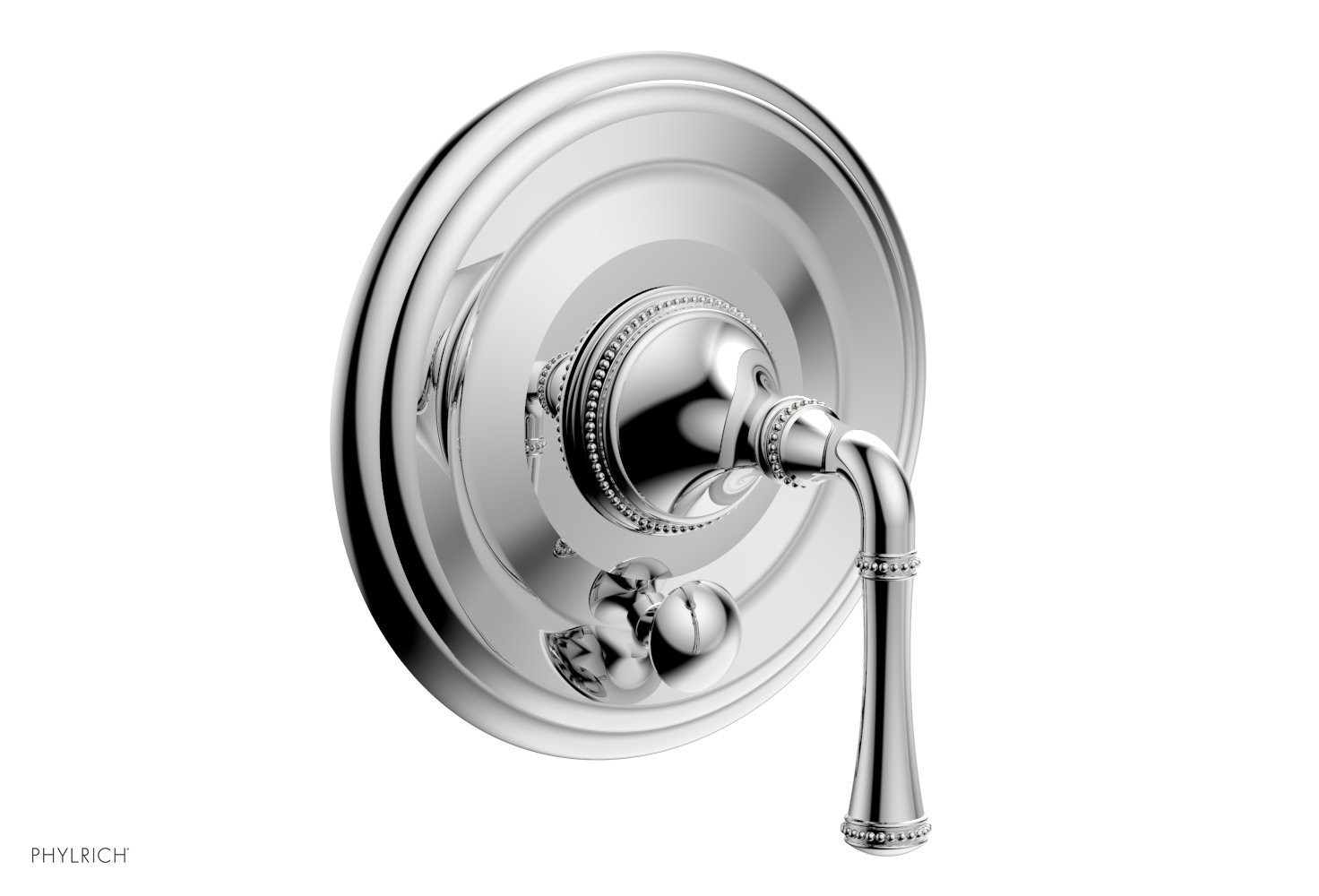 PHYLRICH 4-129 BEADED WALL MOUNT PRESSURE BALANCE SHOWER PLATE WITH DIVERTER AND LEVER HANDLE