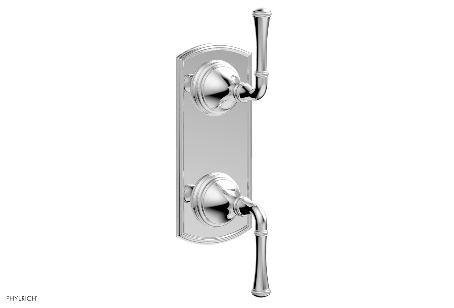 PHYLRICH 4-136 COINED WALL MOUNT TWO LEVER HANDLES MINI THERMOSTATIC VALVE WITH VOLUME CONTROL OR DIVERTER TRIM