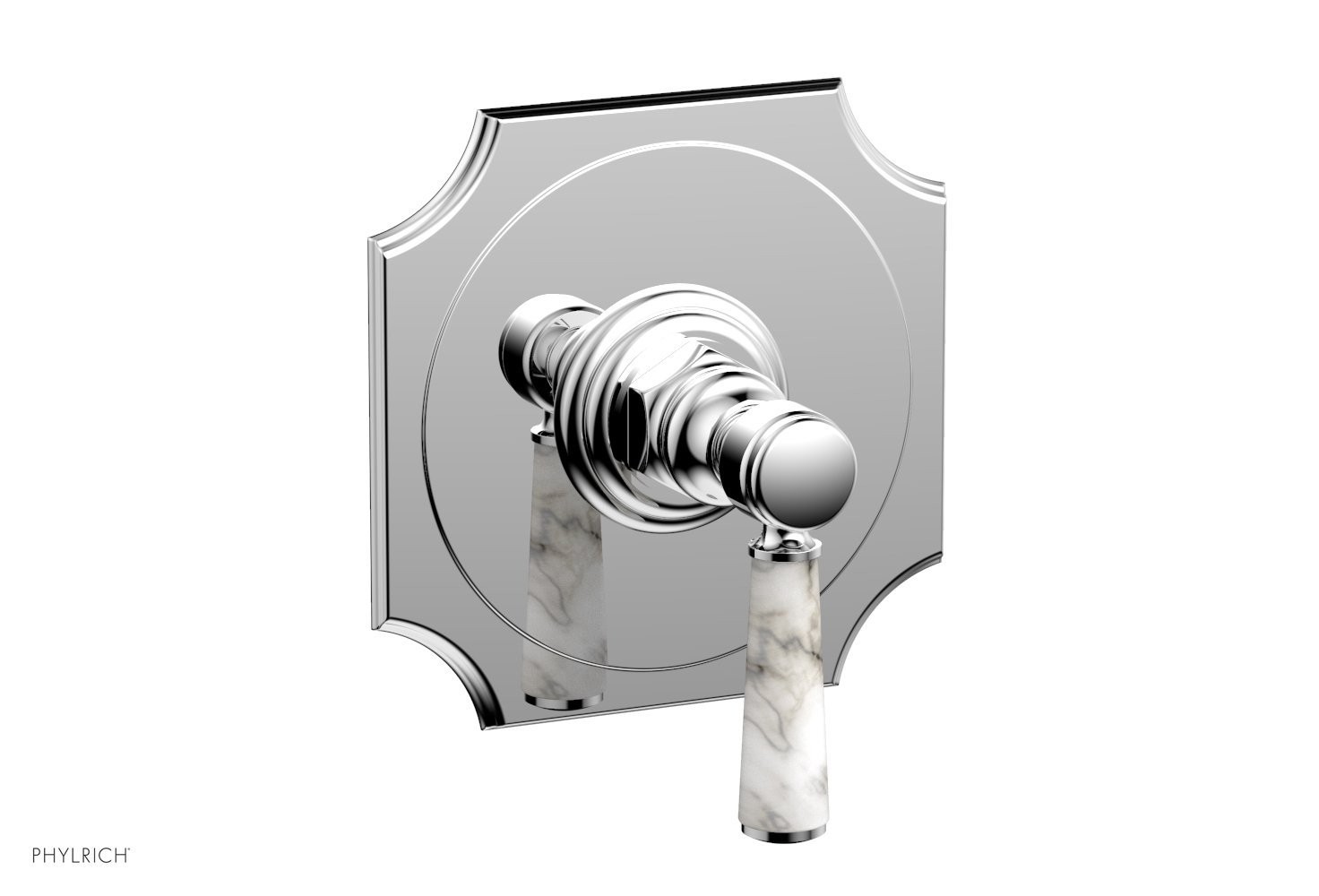 PHYLRICH 4-159-031 HENRI WALL MOUNT WHITE MARBLE LEVER HANDLE PRESSURE BALANCE SHOWER TRIM