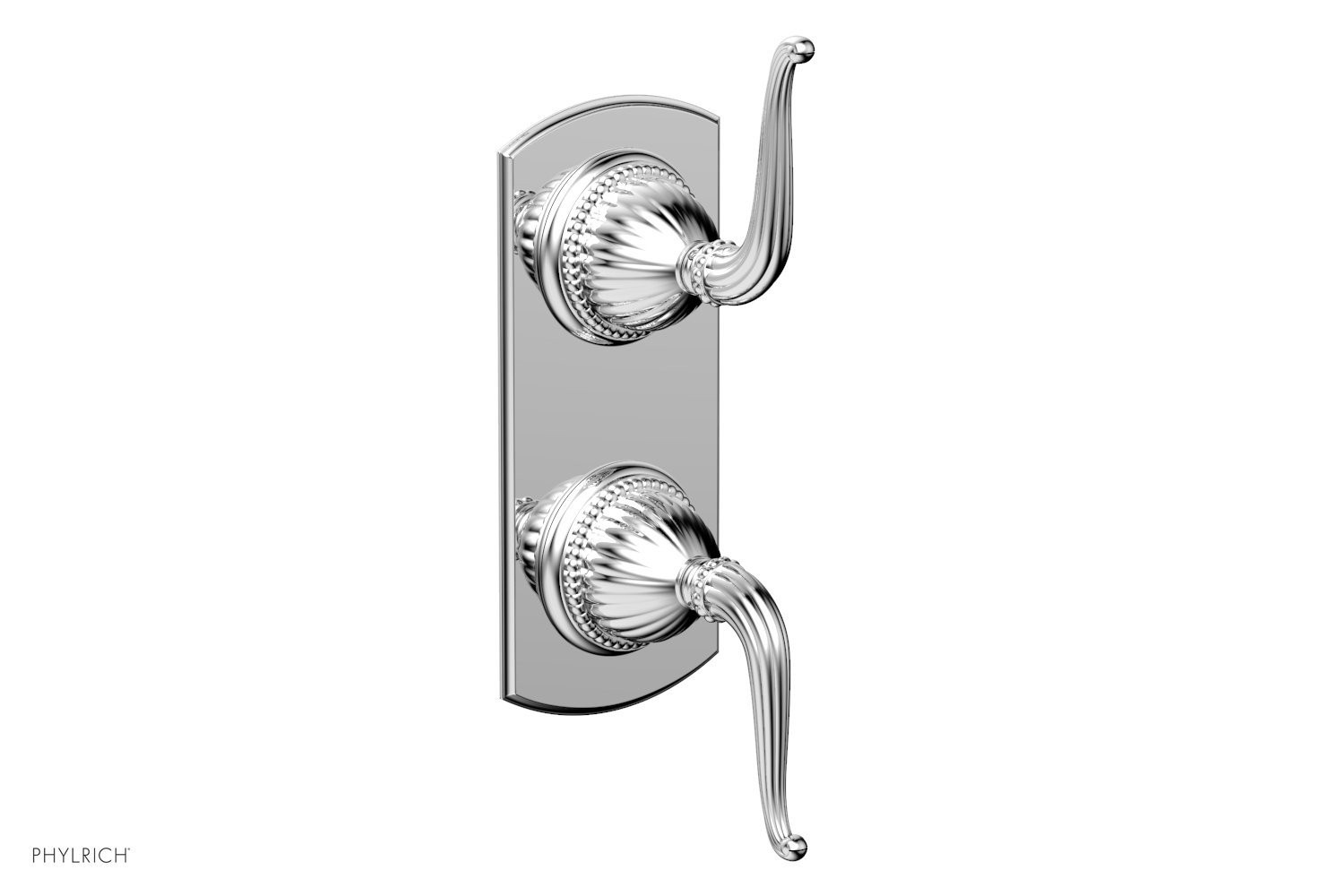 PHYLRICH 4-376 GEORGIAN & BARCELONA WALL MOUNT TWO LEVER HANDLES MINI THERMOSTATIC VALVE WITH VOLUME CONTROL OR DIVERTER TRIM