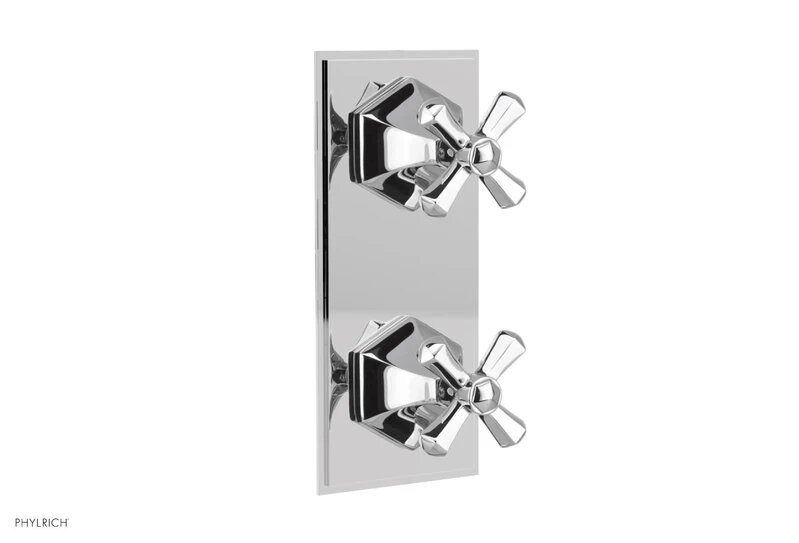 PHYLRICH 4-392 LE VERRE & LA CROSSE WALL MOUNT TWO CROSS HANDLES MINI THERMOSTATIC VALVE WITH VOLUME CONTROL OR DIVERTER TRIM