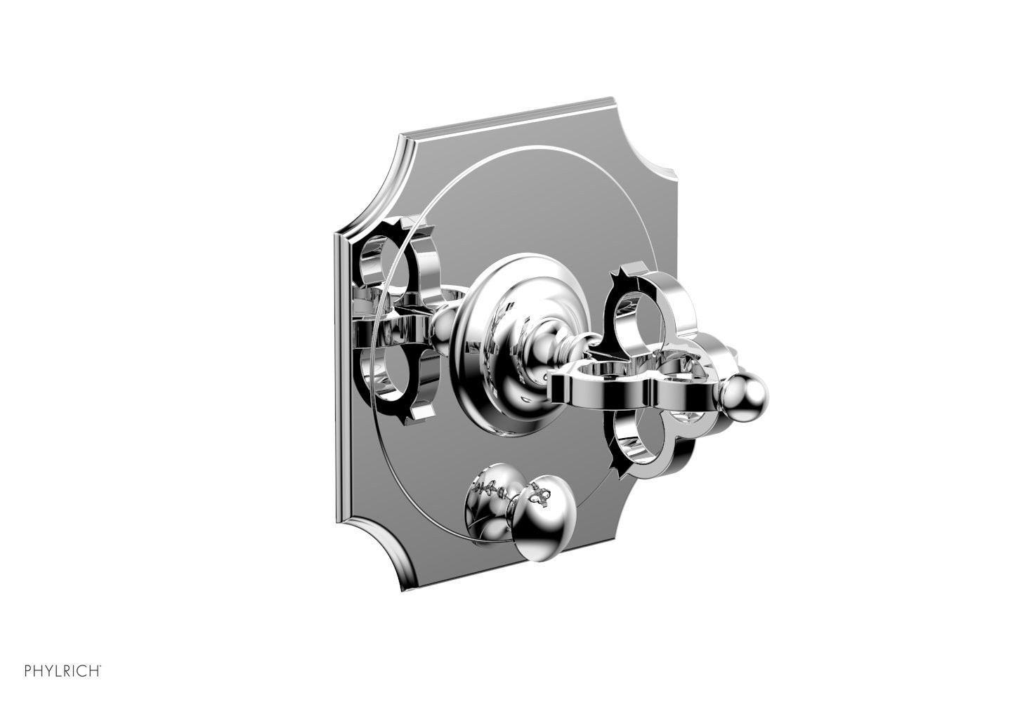 PHYLRICH 4-473 COURONNE WALL MOUNT PRESSURE BALANCE SHOWER PLATE WITH DIVERTER AND CROSS HANDLE