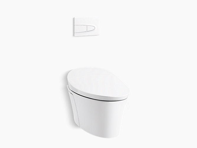 KOHLER K-76395-0 VEIL DUAL-FLUSH WALL-HUNG INTELLIGENT COMPACT TOILET WITH ACTUATOR PLATE IN WHITE