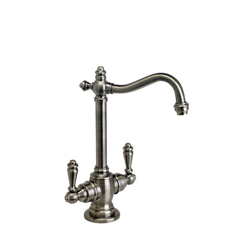 WATERSTONE FAUCETS 1100HC-AP ANNAPOLIS HOT AND COLD FILTRATION FAUCET WITH LEVER  HANDLES, ANTIQUE PEWTER