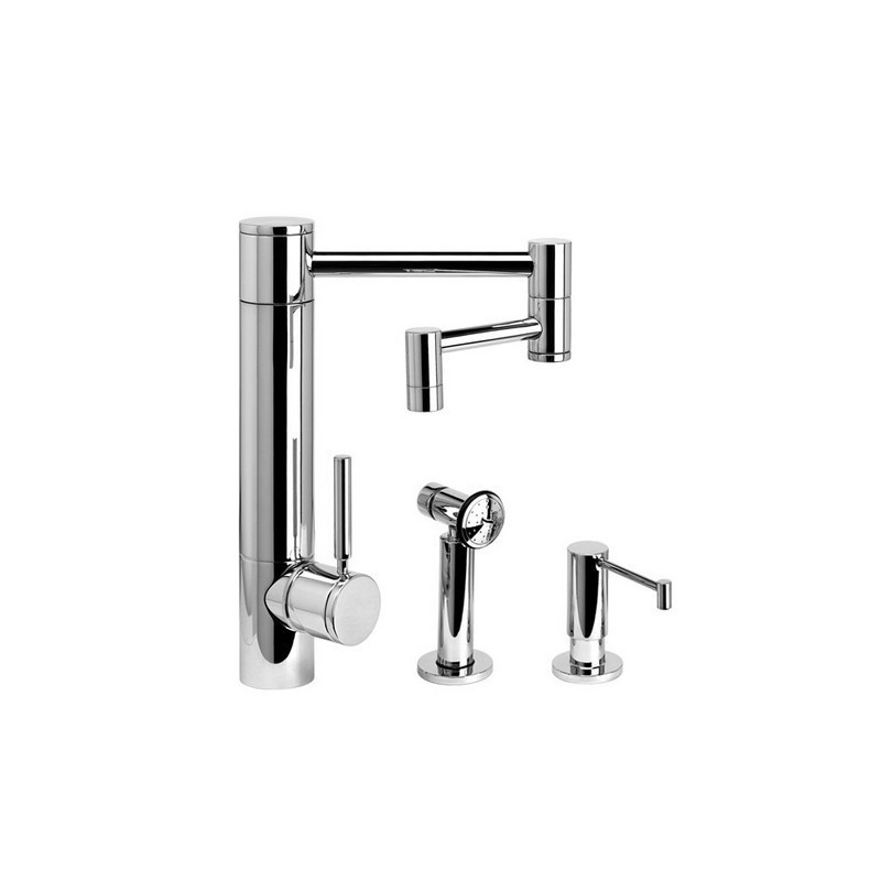 WATERSTONE FAUCETS 3600-12-2 HUNLEY KITCHEN FAUCET WITH 12 INCH ARTICULATED SPOUT - 2 PIECE SUITE