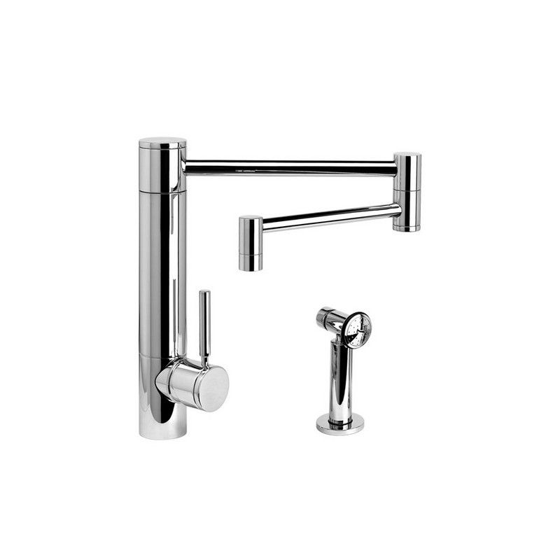 WATERSTONE FAUCETS 3600-18-1 HUNLEY KITCHEN FAUCET WITH 18 INCH ARTICULATED SPOUT WITH SIDE SPRAY