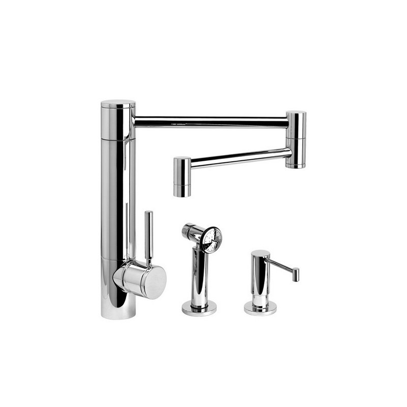 WATERSTONE FAUCETS 3600-18-2 HUNLEY KITCHEN FAUCET WITH 18 INCH ARTICULATED SPOUT - 2 PIECE SUITE