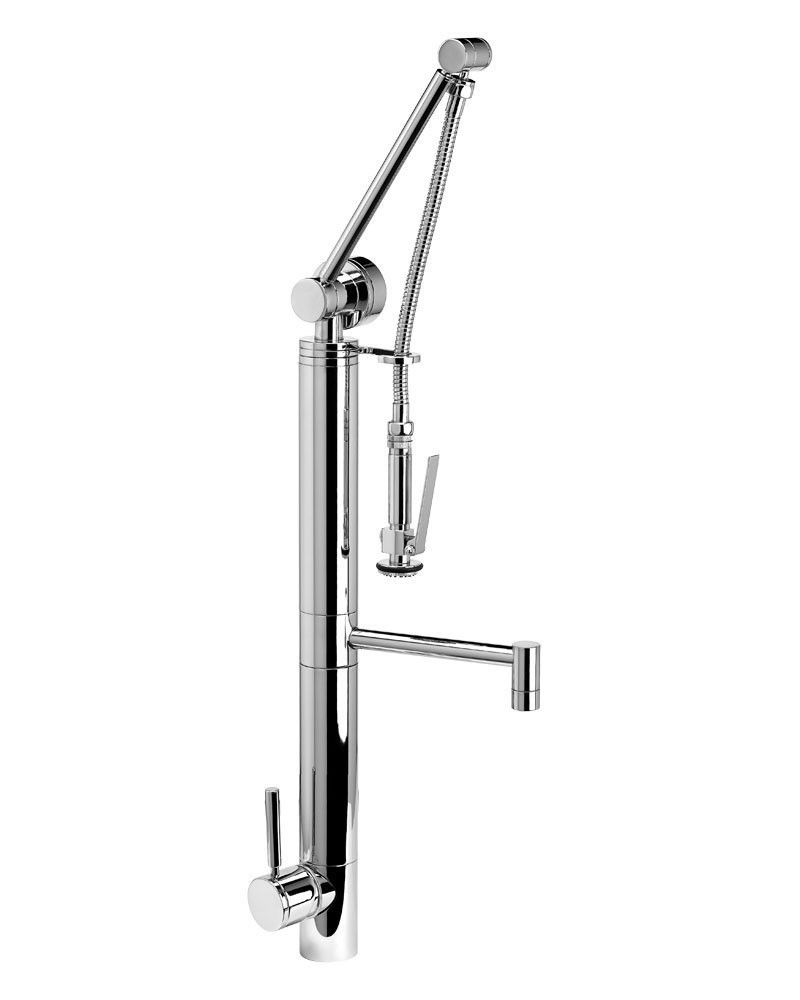 WATERSTONE FAUCETS 4410-18-SB TRADITIONAL GANTRY PULL-DOWN FAUCET WITH 18  INCH ARTICULATED SPOUT, SATIN BRASS