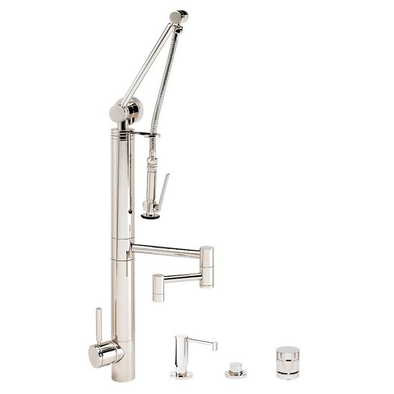 WATERSTONE FAUCETS 3710-12-4 CONTEMPORARY GANTRY PULL-DOWN FAUCET - 4 PIECE SUITE