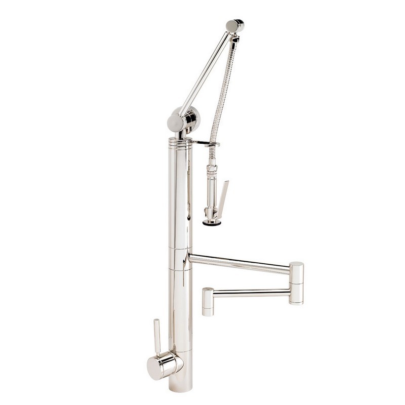 WATERSTONE FAUCETS 3710-18 CONTEMPORARY GANTRY PULL-DOWN FAUCET WITH 18 INCH ARTICULATED SPOUT