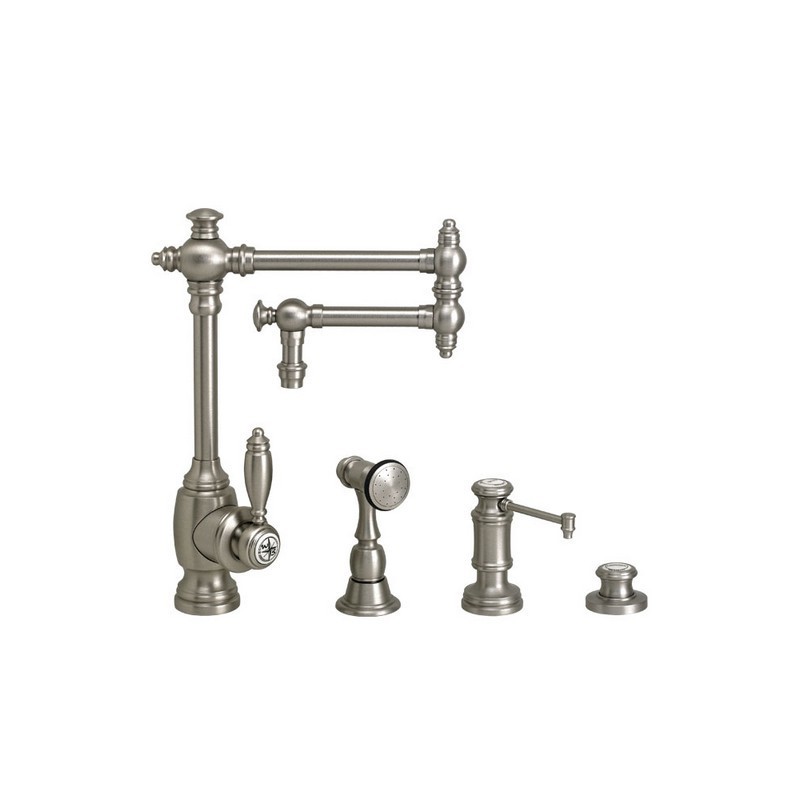 WATERSTONE FAUCETS 4100-12-3 TOWSON KITCHEN FAUCET WITH 12 INCH ARTICULATED SPOUT - 3 PIECE SUITE