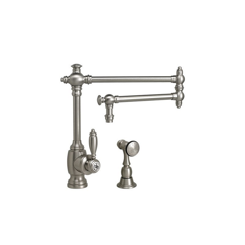 WATERSTONE FAUCETS 4100-18-1 TOWSON KITCHEN FAUCET WITH 18 INCH ARTICULATED SPOUT WITH SIDE SPRAY