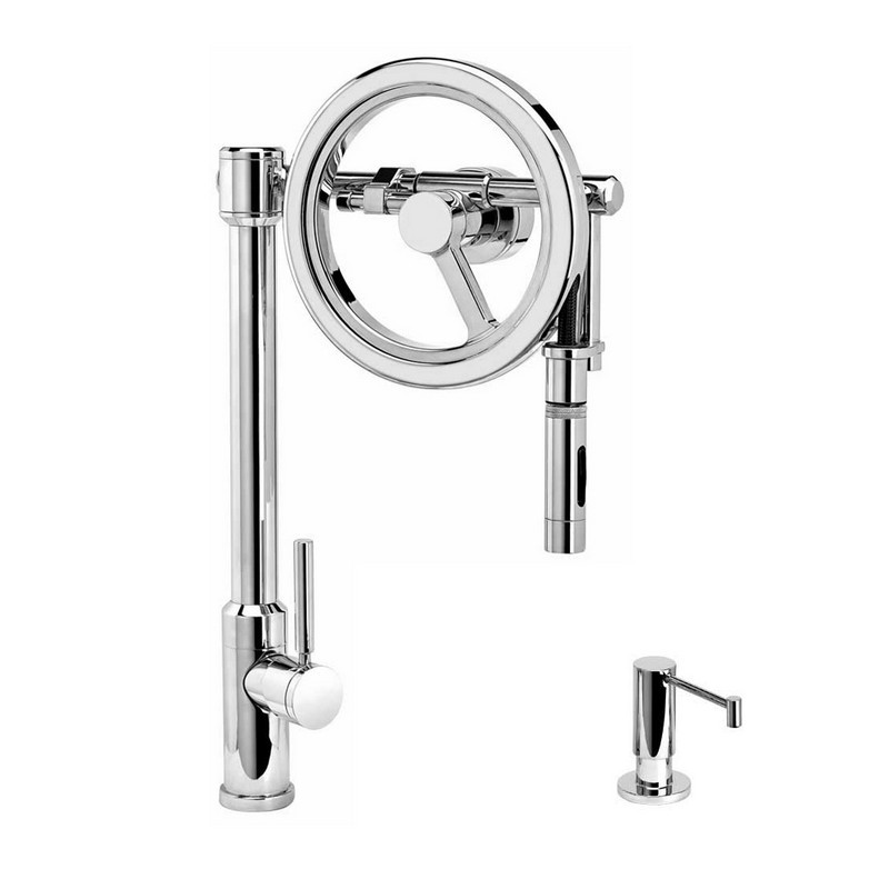 WATERSTONE FAUCETS 5125-2 ENDEAVOR WHEEL PULL-DOWN FAUCET - TOGGLE SPRAYER - 2 PIECE SUITE
