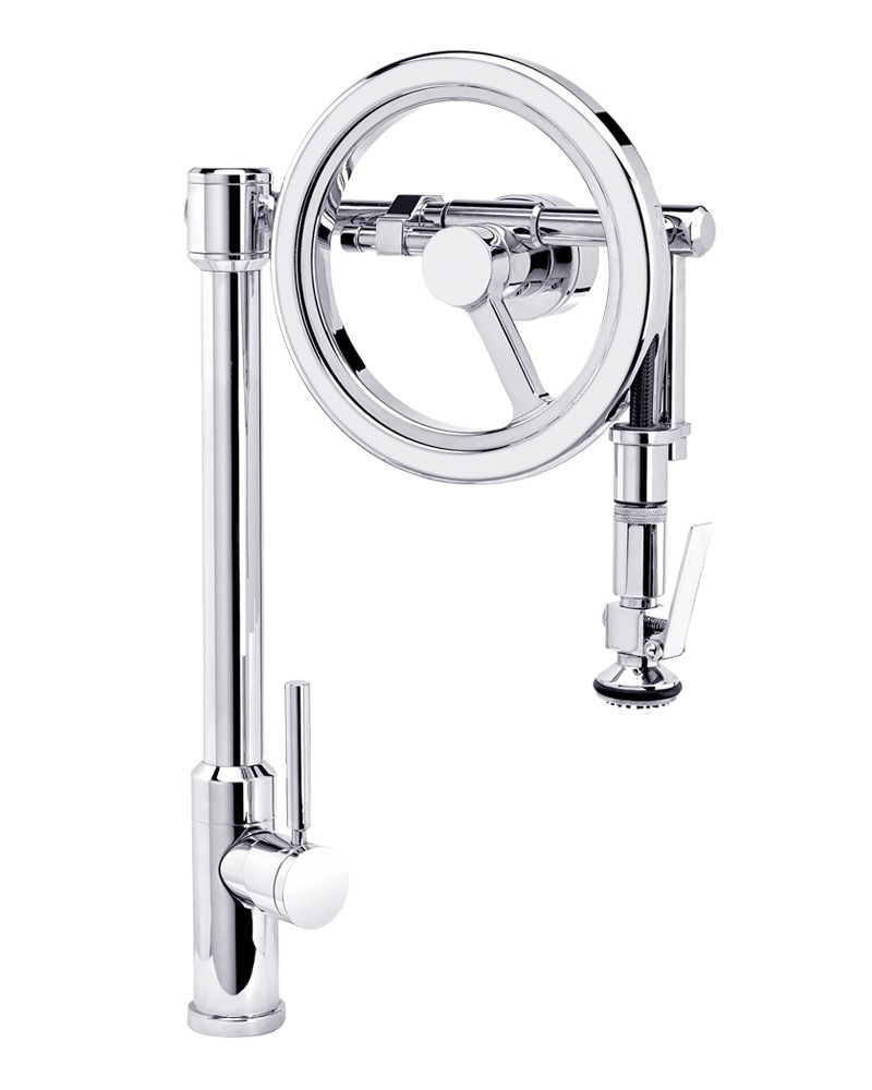 WATERSTONE FAUCETS 5130-SC ENDEAVOR WHEEL PULL-DOWN FAUCET LEVER SPRAYER,  SATIN CHROME