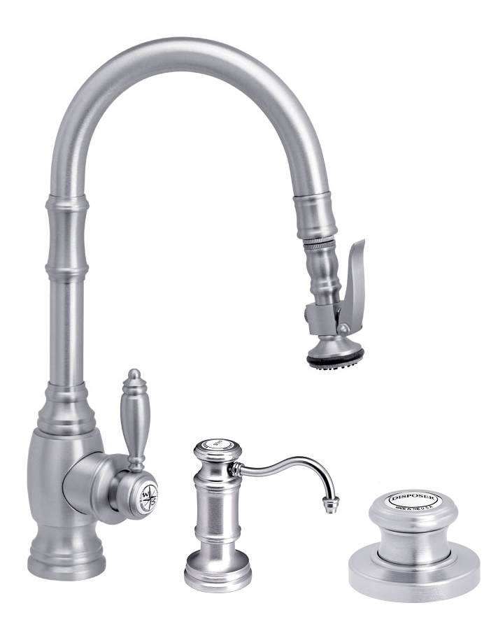 WATERSTONE FAUCETS 5210-3-MW TRADITIONAL PREP SIZE PLP PULL-DOWN FAUCET  PIECE SUITE, MATTE WHITE