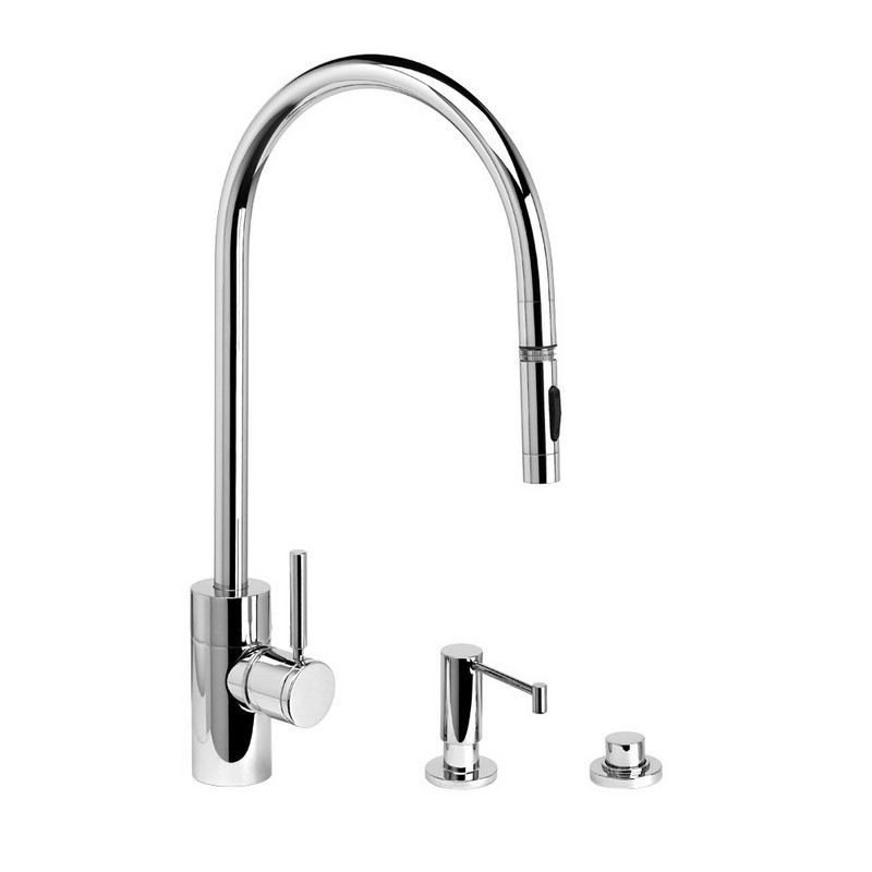 WATERSTONE FAUCETS 5300-3 CONTEMPORARY EXTENDED REACH PLP PULL-DOWN FAUCET - 3 PIECE SUITE
