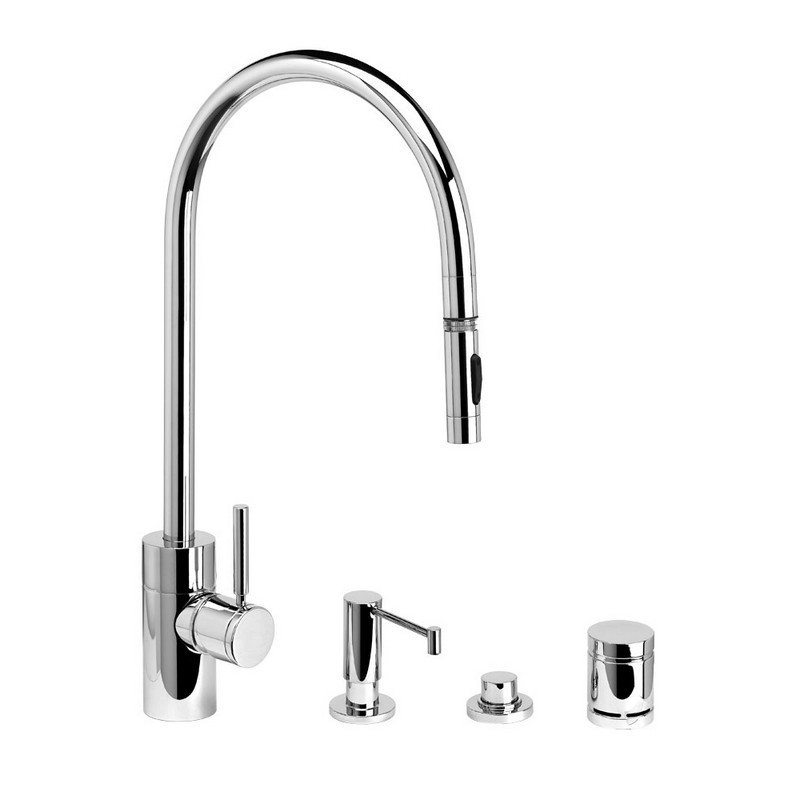 WATERSTONE FAUCETS 5300-4 CONTEMPORARY EXTENDED REACH PLP PULL-DOWN FAUCET - 4 PIECE SUITE