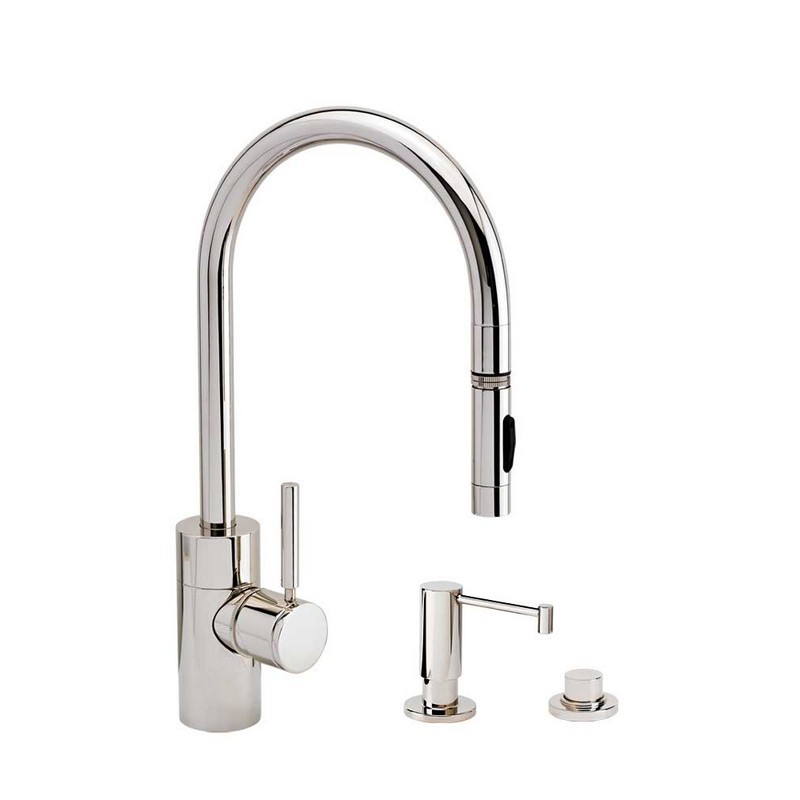 WATERSTONE FAUCETS 5400-3 CONTEMPORARY PLP PULL-DOWN FAUCET - TOGGLE SPRAYER - 3 PIECE SUITE