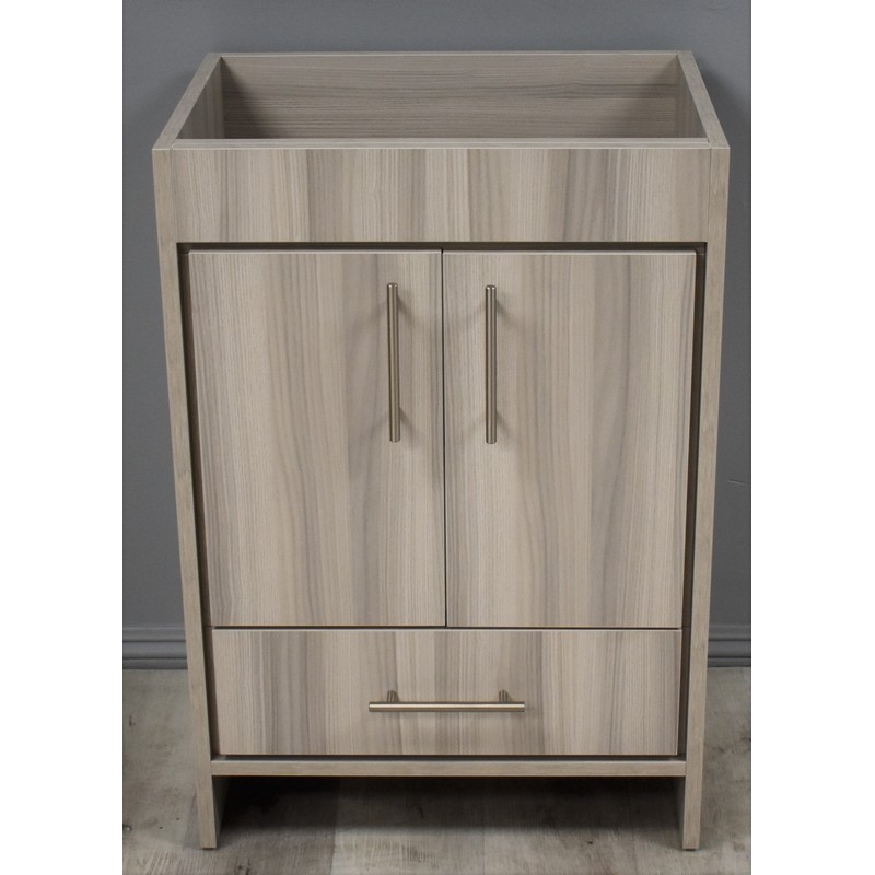 MTD VOLPA USA MTD-3124AG-0 PACIFIC 24 INCH MODERN BATHROOM VANITY IN ASH GREY WITH STAINLESS STEEL ROUND HOLLOW HARDWARE CABINET ONLY