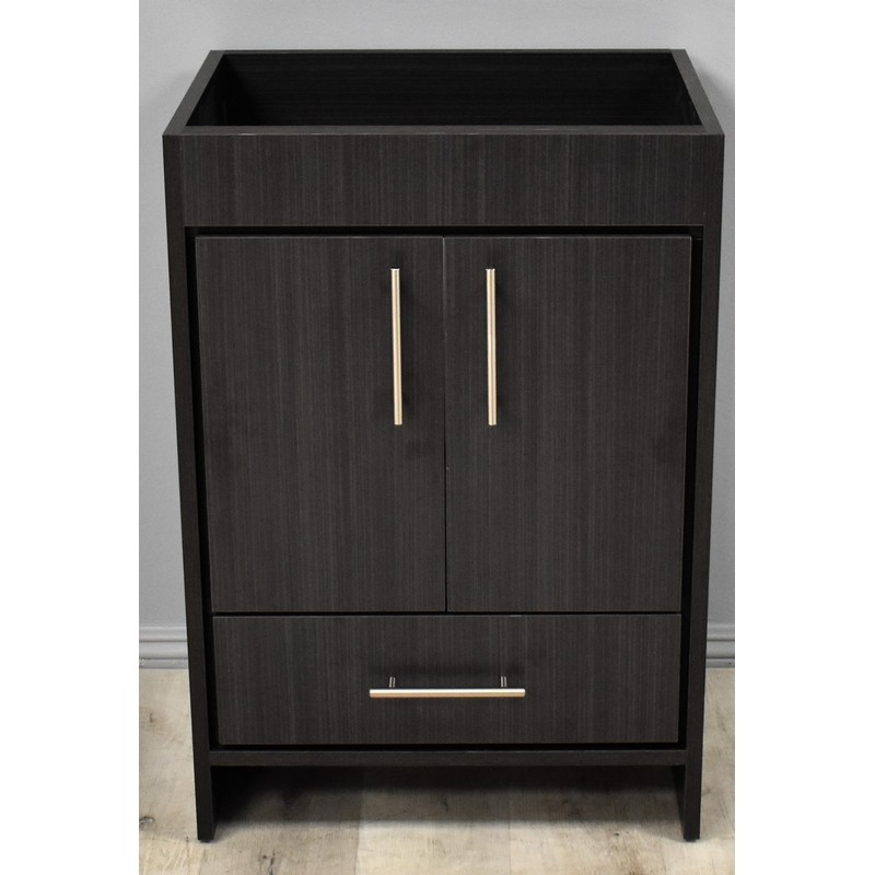 MTD VOLPA USA MTD-3124BA-0 PACIFIC 24 INCH MODERN BATHROOM VANITY IN BLACK ASH WITH STAINLESS STEEL ROUND HOLLOW HARDWARE CABINET ONLY