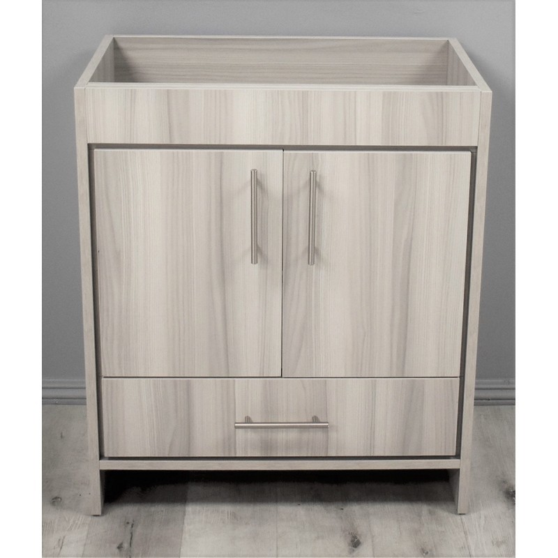 MTD VOLPA USA MTD-3136AG-0 PACIFIC 36 INCH MODERN BATHROOM VANITY IN ASH GREY WITH STAINLESS STEEL ROUND HOLLOW HARDWARE CABINET ONLY