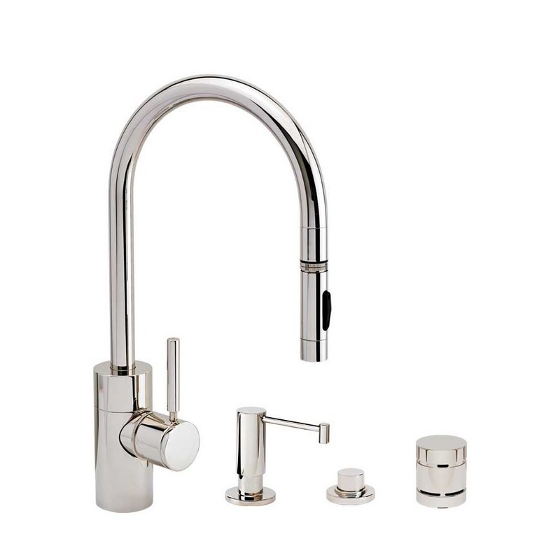 WATERSTONE FAUCETS 5400-4 CONTEMPORARY PLP PULL-DOWN FAUCET - TOGGLE SPRAYER - 4 PIECE SUITE
