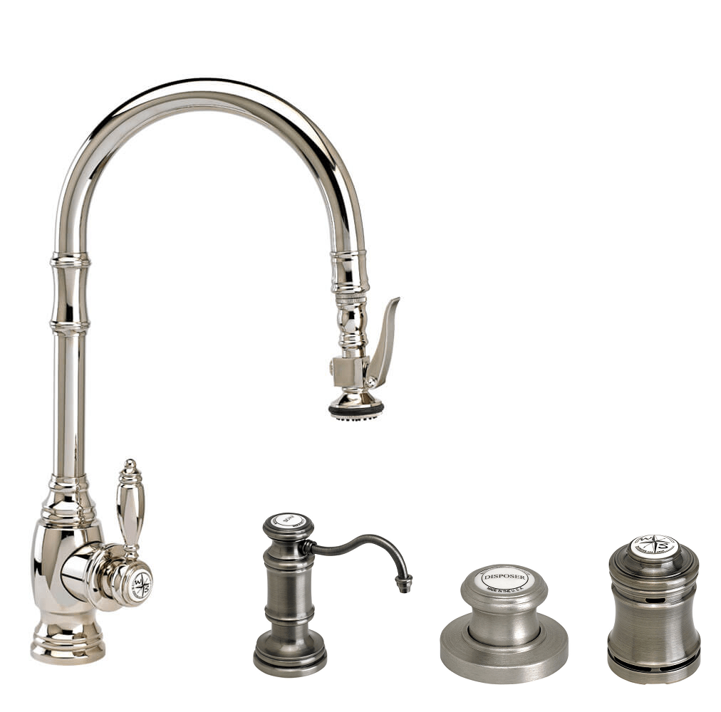 WATERSTONE FAUCETS 5610-4 TRADITIONAL PLP PULL-DOWN FAUCET - ANGLED SPOUT - 4 PIECE SUITE