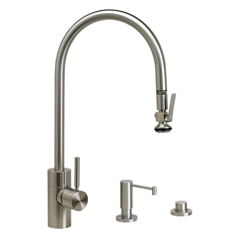 WATERSTONE FAUCETS 5700-3 CONTEMPORARY EXTENDED REACH PLP PULL-DOWN FAUCET - 3 PIECE SUITE