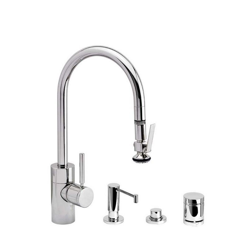 WATERSTONE FAUCETS 5800-4 CONTEMPORARY PLP PULL-DOWN FAUCET - LEVER SPRAYER - 4 PIECE SUITE
