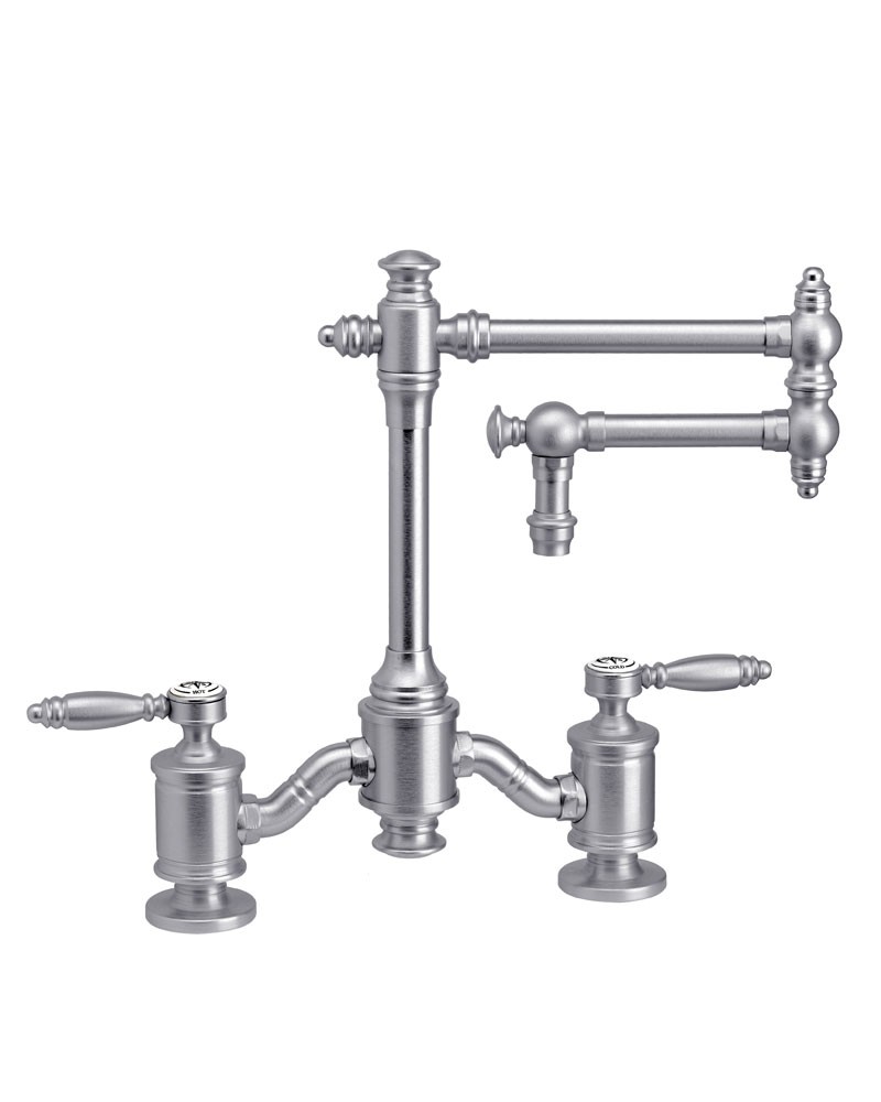 WATERSTONE FAUCETS 6100-12 TOWSON BRIDGE FAUCET WITH 12 INCH ARTICULATED SPOUT WITH LEVER HANDLES