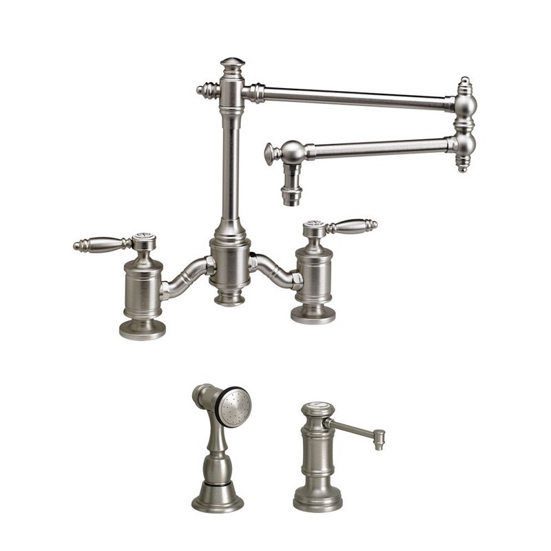 WATERSTONE FAUCETS 6100-18-2 TOWSON BRIDGE FAUCET WITH 18 INCH ARTICULATED SPOUT - 2 PIECE SUITE