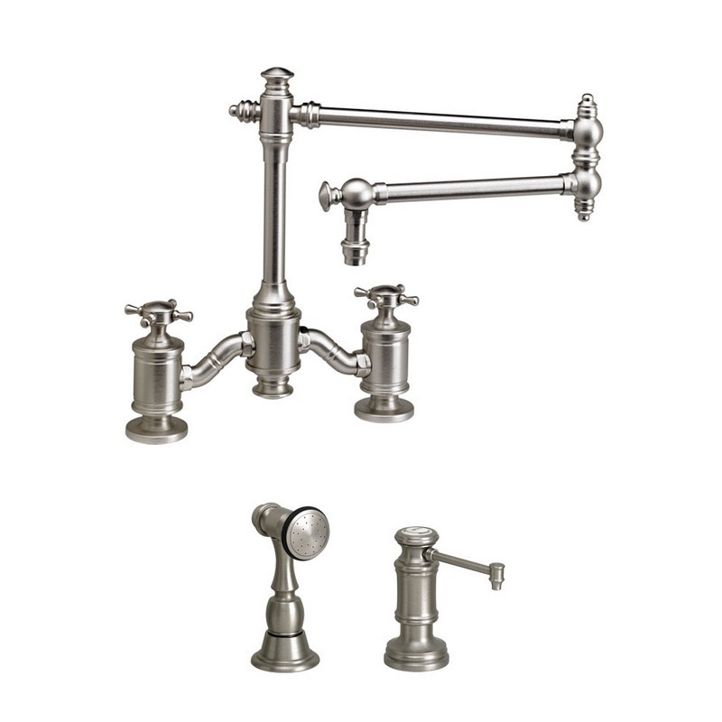 WATERSTONE FAUCETS 6150-18-2 TOWSON BRIDGE FAUCET WITH 18 INCH ARTICULATED SPOUT - 2 PIECE SUITE