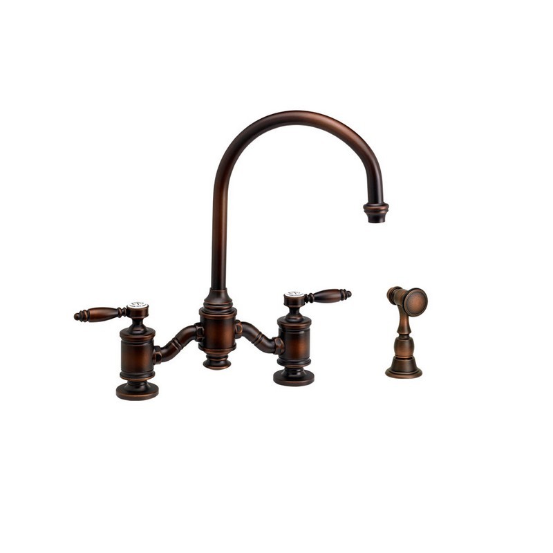 WATERSTONE FAUCETS 6300-1 HAMPTON BRIDGE FAUCET WITH LEVER HANDLES WITH SIDE SPRAY