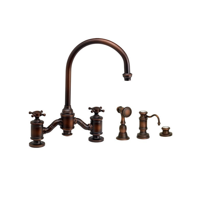 WATERSTONE Faucets 6350-3 Hampton Bridge Faucet with Cross Handles  Piece Suite