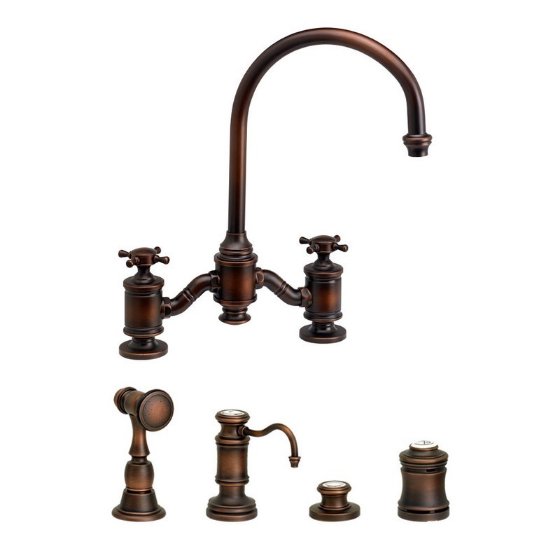 Waterstone 4900ABZ Hampton with C Spout Design Suite Prep Faucet Antique Bronze