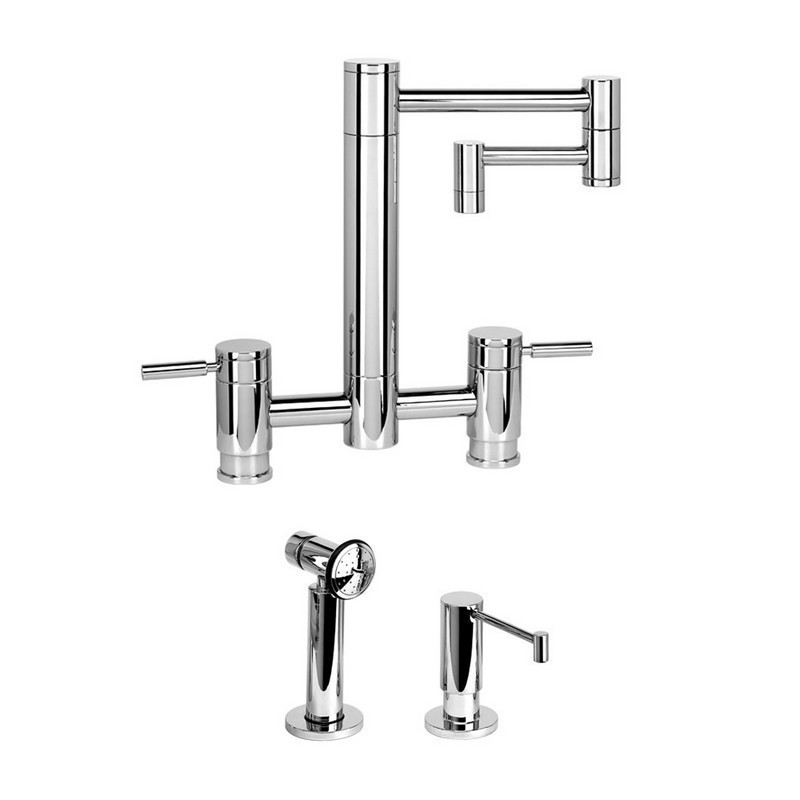 WATERSTONE FAUCETS 7600-12-2 HUNLEY BRIDGE FAUCET WITH 12 INCH ARTICULATED SPOUT - 2 PIECE SUITE