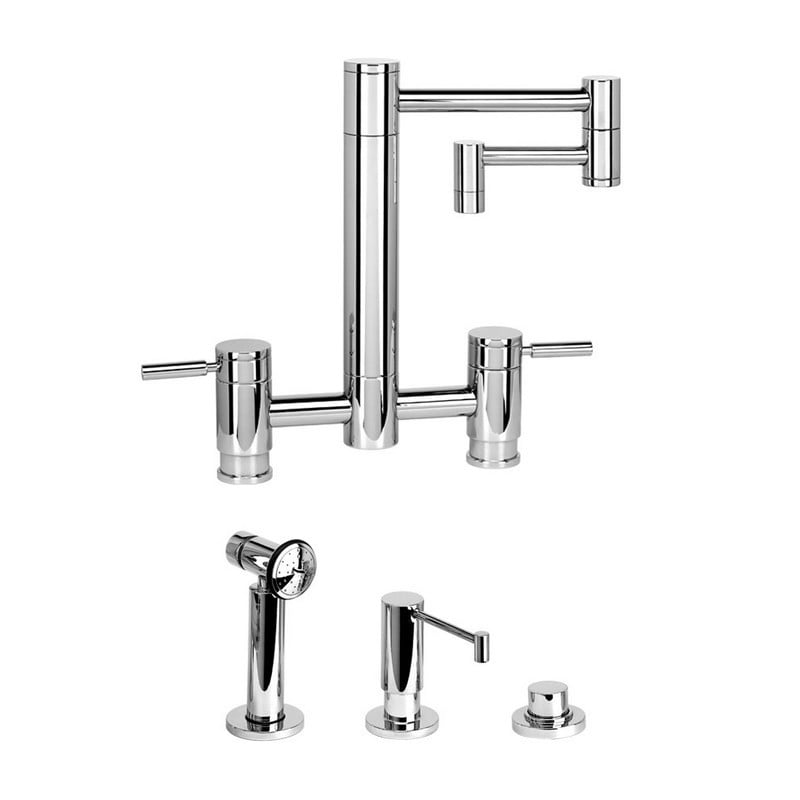 WATERSTONE Faucets 7600-12-3 Hunley Bridge Faucet with 12 Inch Articulated  Spout Piece Suite