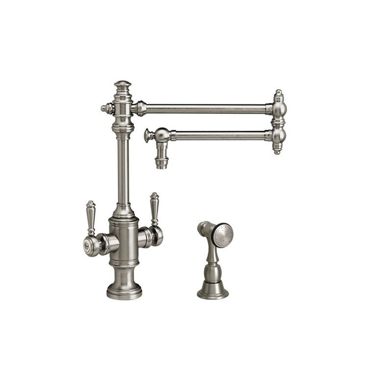 ROHL A1679LMWSAPC-2 COUNTRY ACQUI SINGLE HOLE COLUMN SPOUT KITCHEN FAUCET  WITH SIDESPRAY AND METAL LEVERS, ROHL...