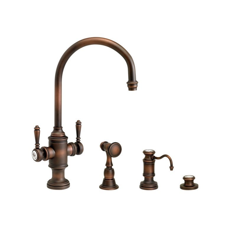 WATERSTONE FAUCETS 8030-3 HAMPTON TWO HANDLE KITCHEN FAUCET - 3 PIECE SUITE