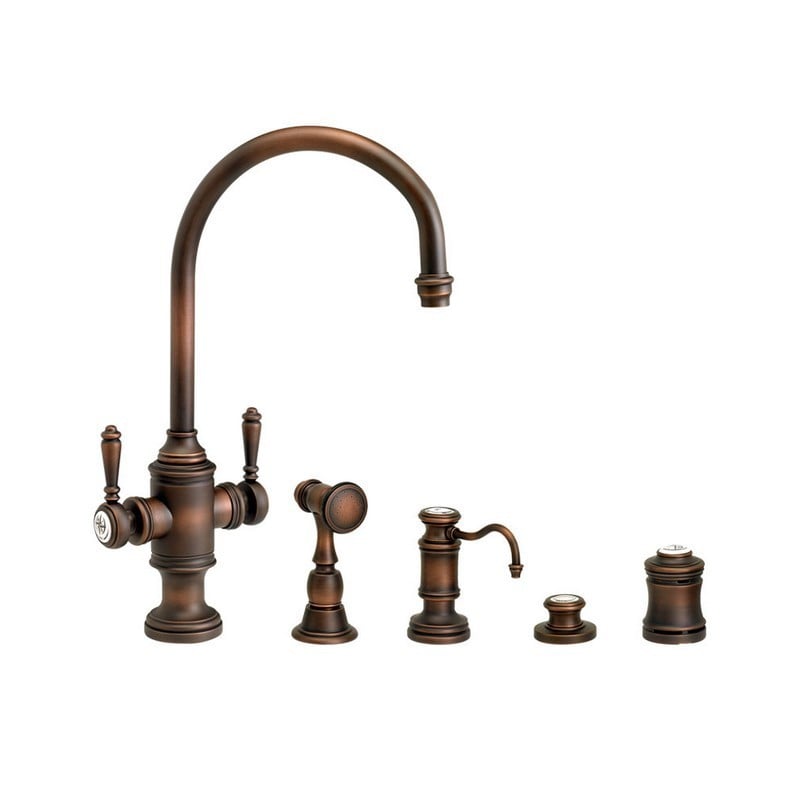 WATERSTONE FAUCETS 8030-4 HAMPTON TWO HANDLE KITCHEN FAUCET - 4 PIECE SUITE