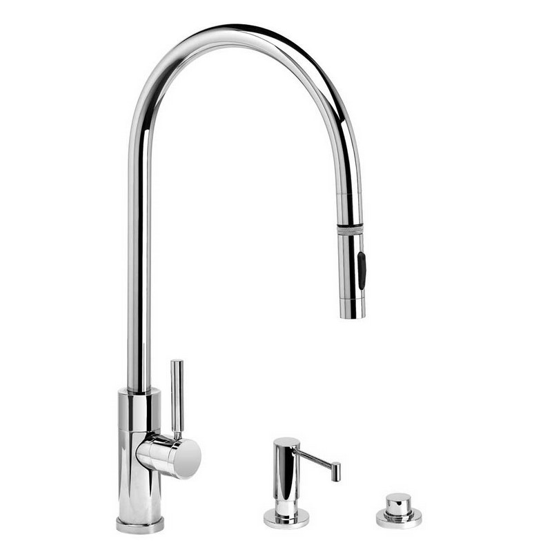 WATERSTONE FAUCETS 9350-3 MODERN EXTENDED REACH PLP PULL-DOWN FAUCET - 3 PIECE SUITE
