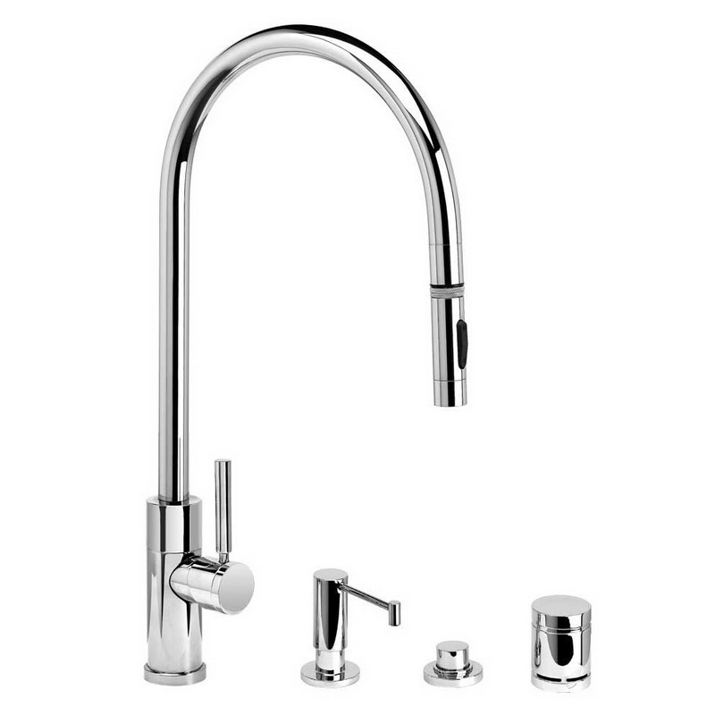 WATERSTONE FAUCETS 9350-4 MODERN EXTENDED REACH PLP PULL-DOWN FAUCET - 4 PIECE SUITE