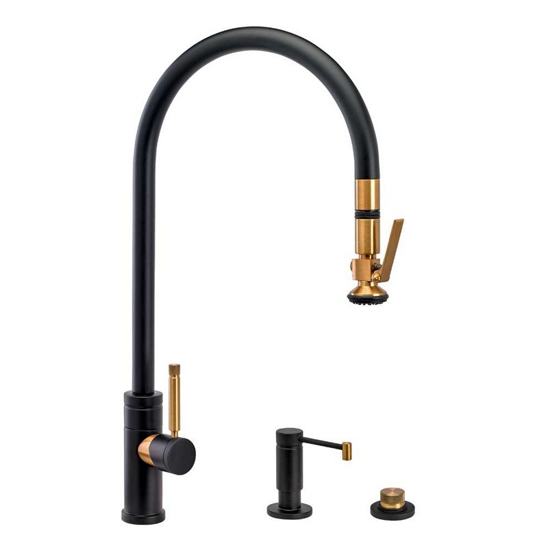 WATERSTONE FAUCETS 9700-3 INDUSTRIAL EXTENDED REACH PLP PULL-DOWN FAUCET - 3 PIECE SUITE