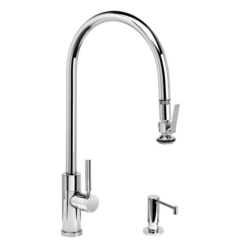 WATERSTONE FAUCETS 9750-2 MODERN EXTENDED REACH PLP PULL-DOWN FAUCET - 2 PIECE SUITE